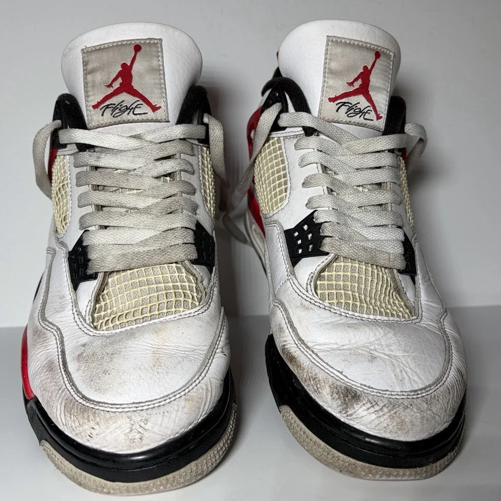 Size 11.5 Nike Air Jordan 4 Retro Red Cement Sneakers DH6927-161